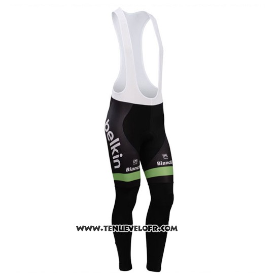 2014 Maillot Ciclismo Belkin Vert et Noir Manches Longues et Cuissard